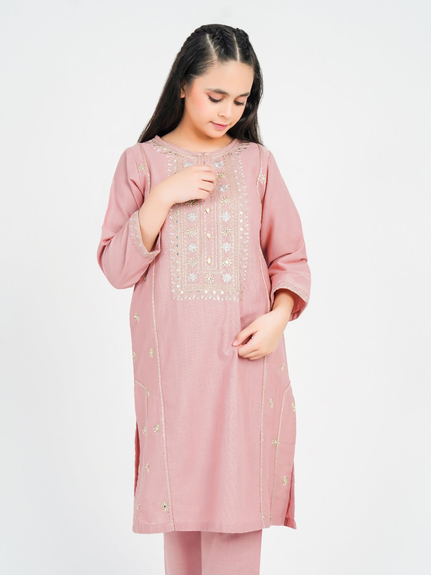 2 Piece Slub Khaddar Suit-Embroidered