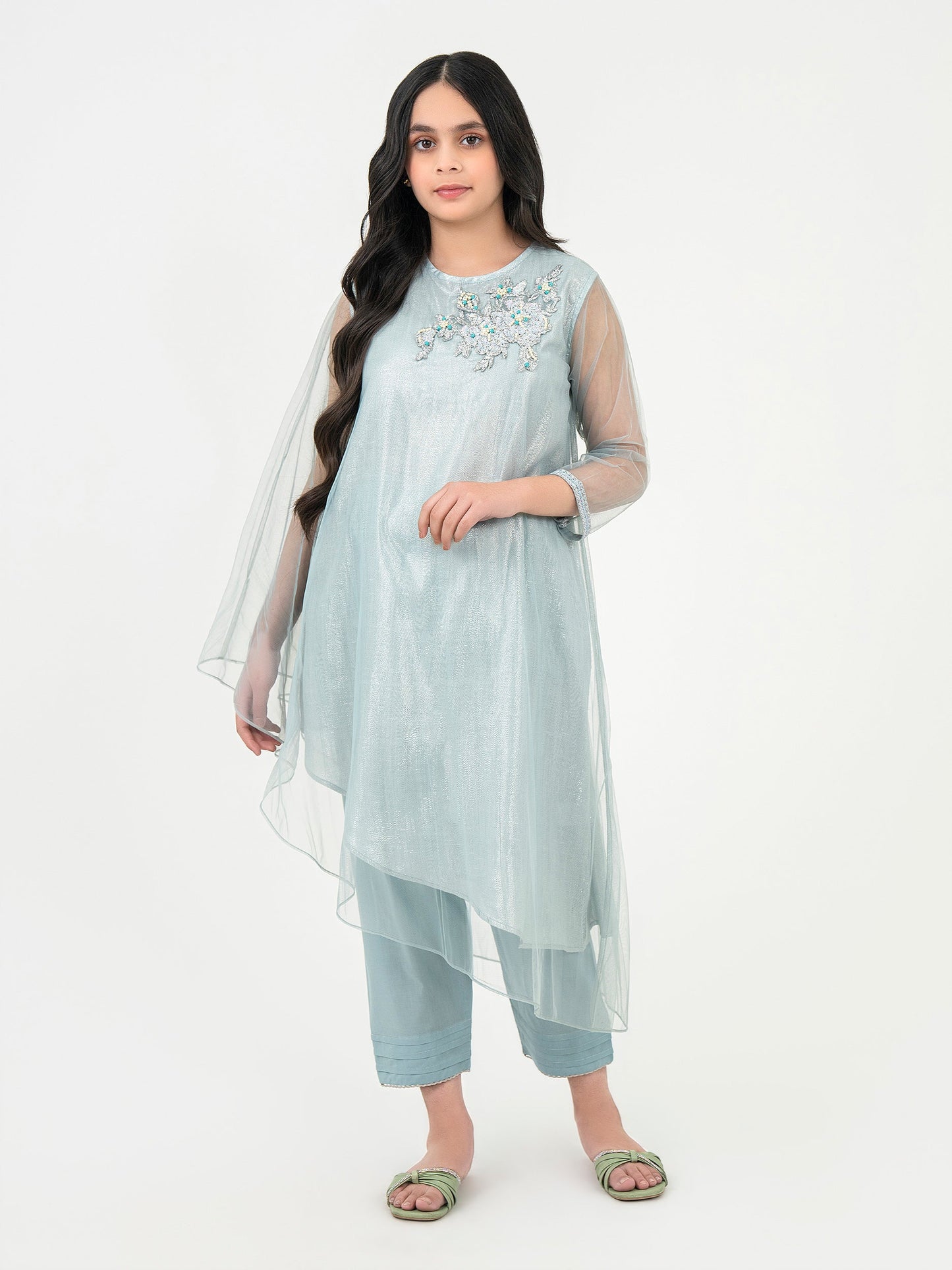2 Piece Net Suit-Embroidered (Pret)