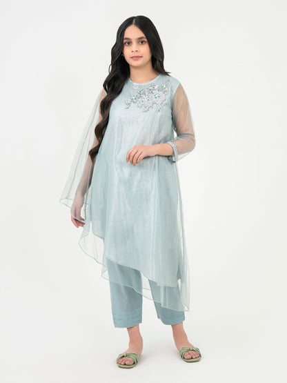 2 Piece Net Suit-Embroidered (Pret)