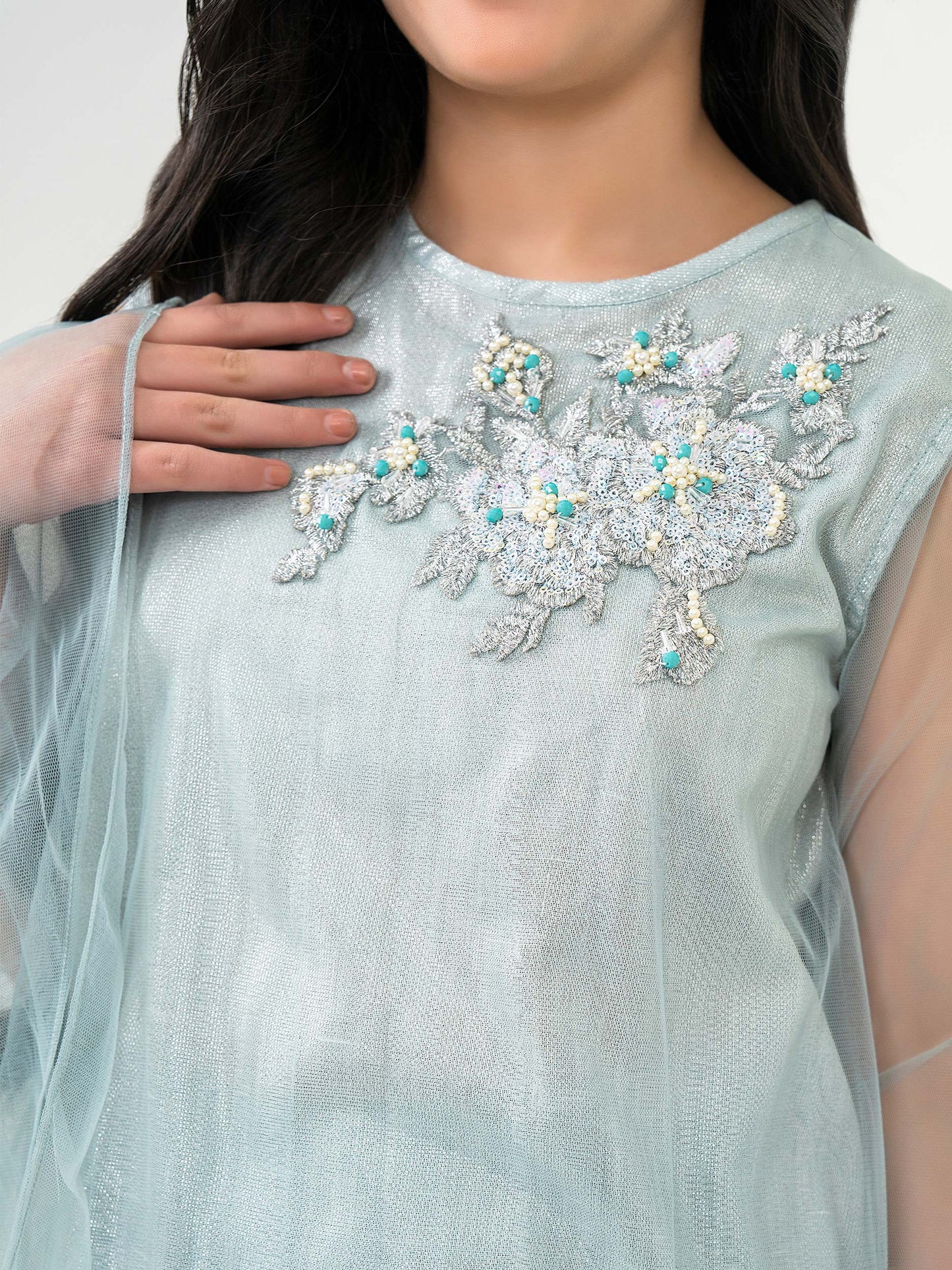 2 Piece Net Suit-Embroidered (Pret)