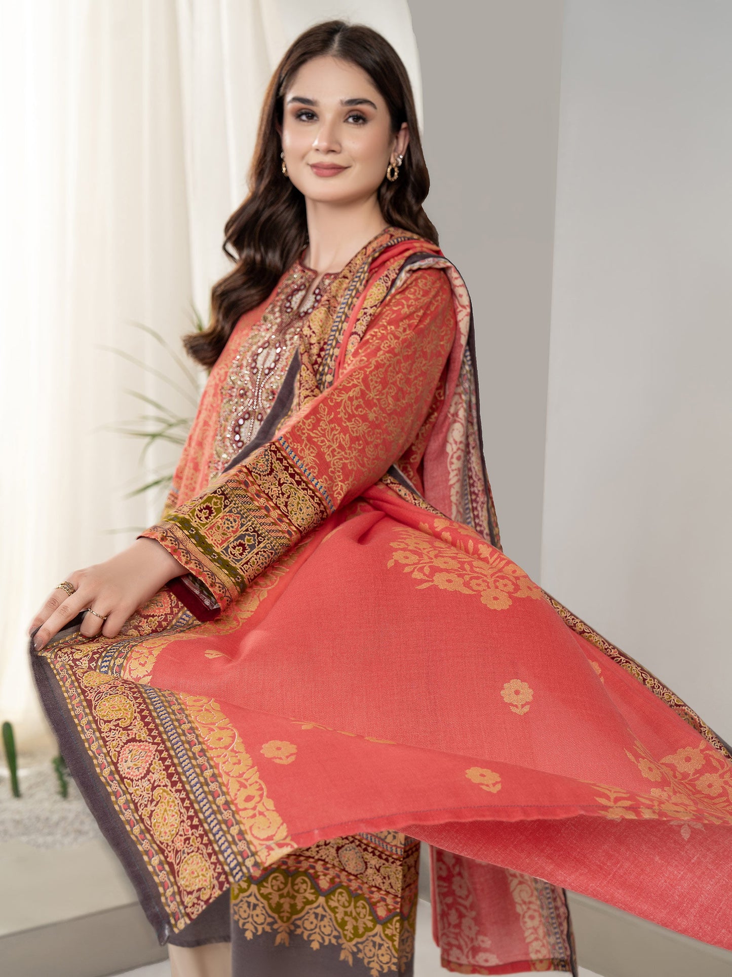 2 Piece Khaddar Suit-Embroidered (Unstitched)