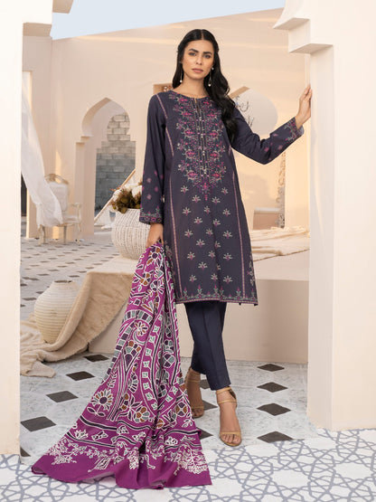 2 Piece Embroidered Winter Cotton Suit (Unstitched)