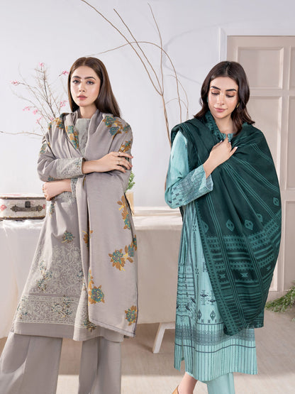 3 Piece Khaddar Suit-Emboss Print (Unstitched)