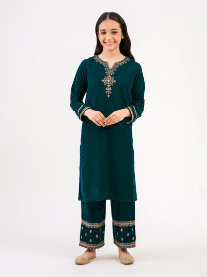 2 Piece Velvet Suit-Embroidered