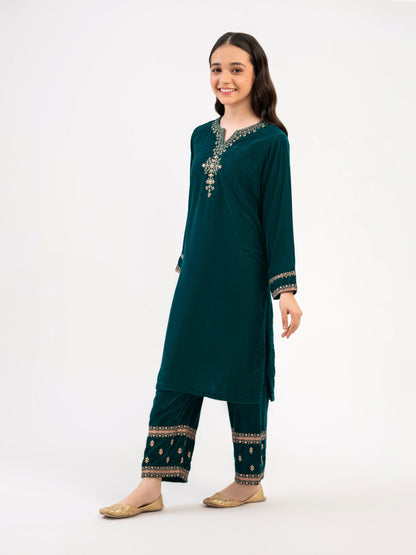 2 Piece Velvet Suit-Embroidered