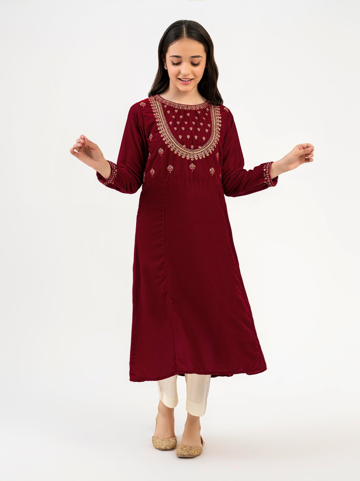 Velvet Frock-Embroidered