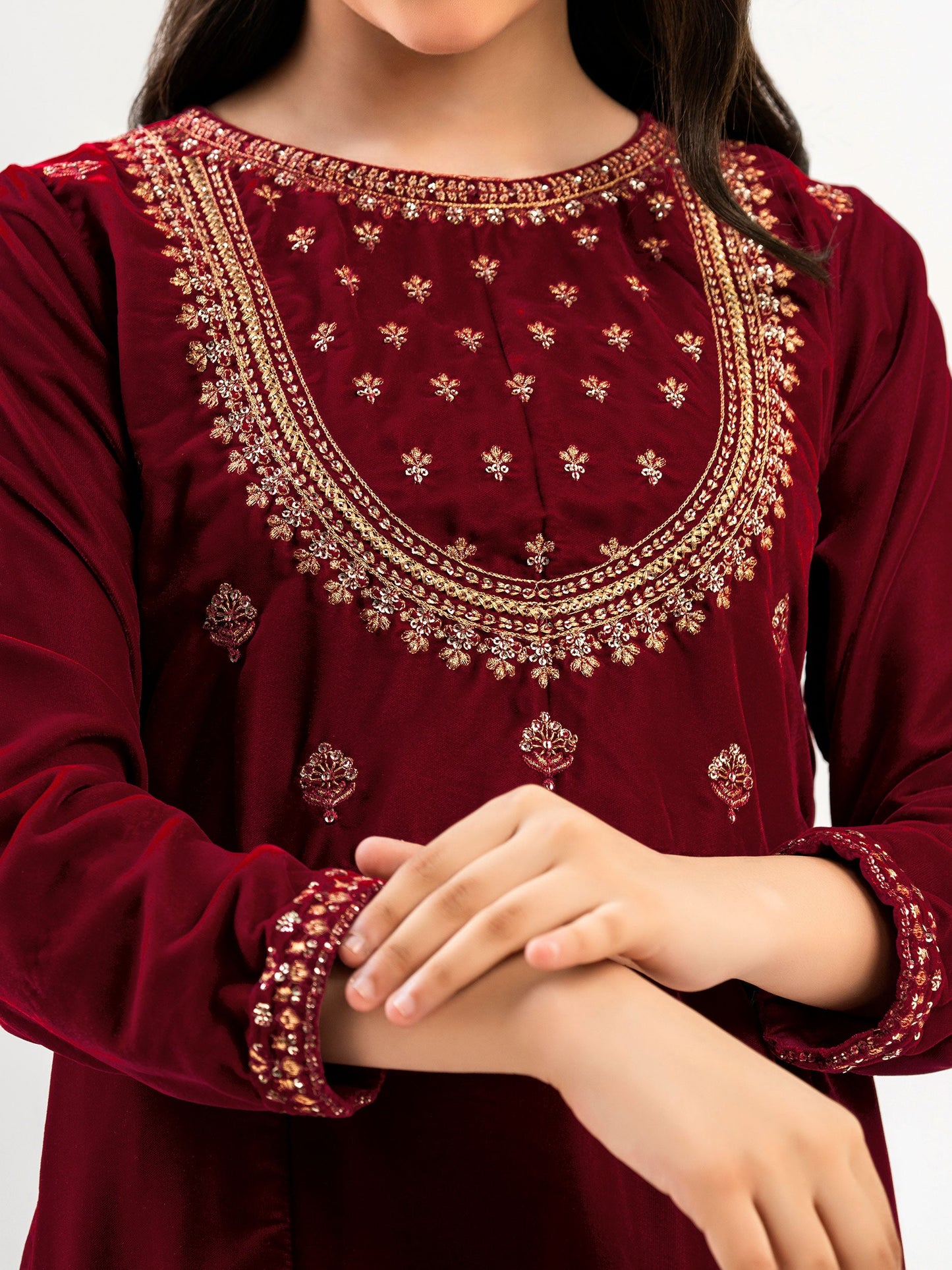 Velvet Frock-Embroidered