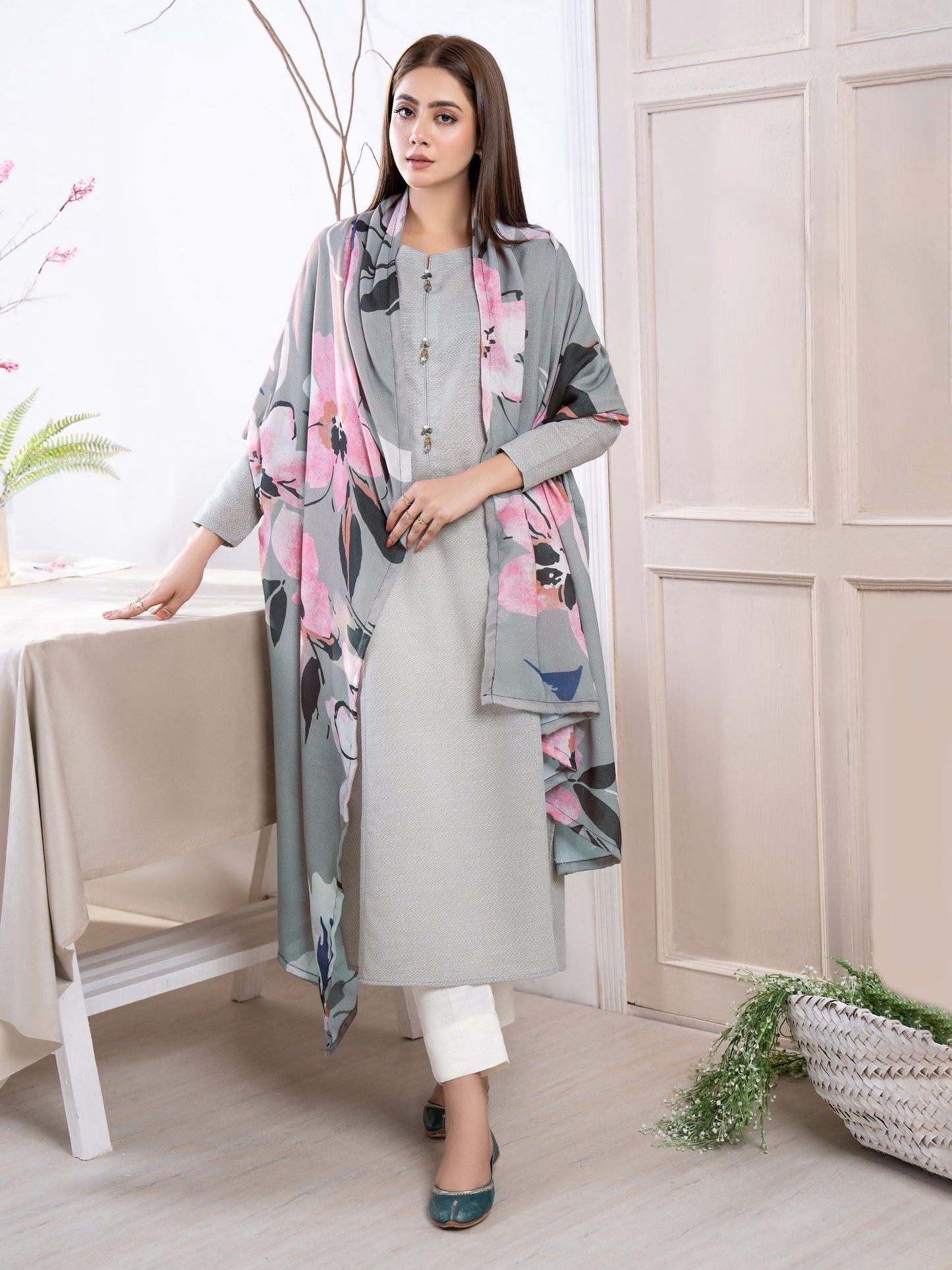 2 Piece Khaddar Suit-Printed (Unstitched)