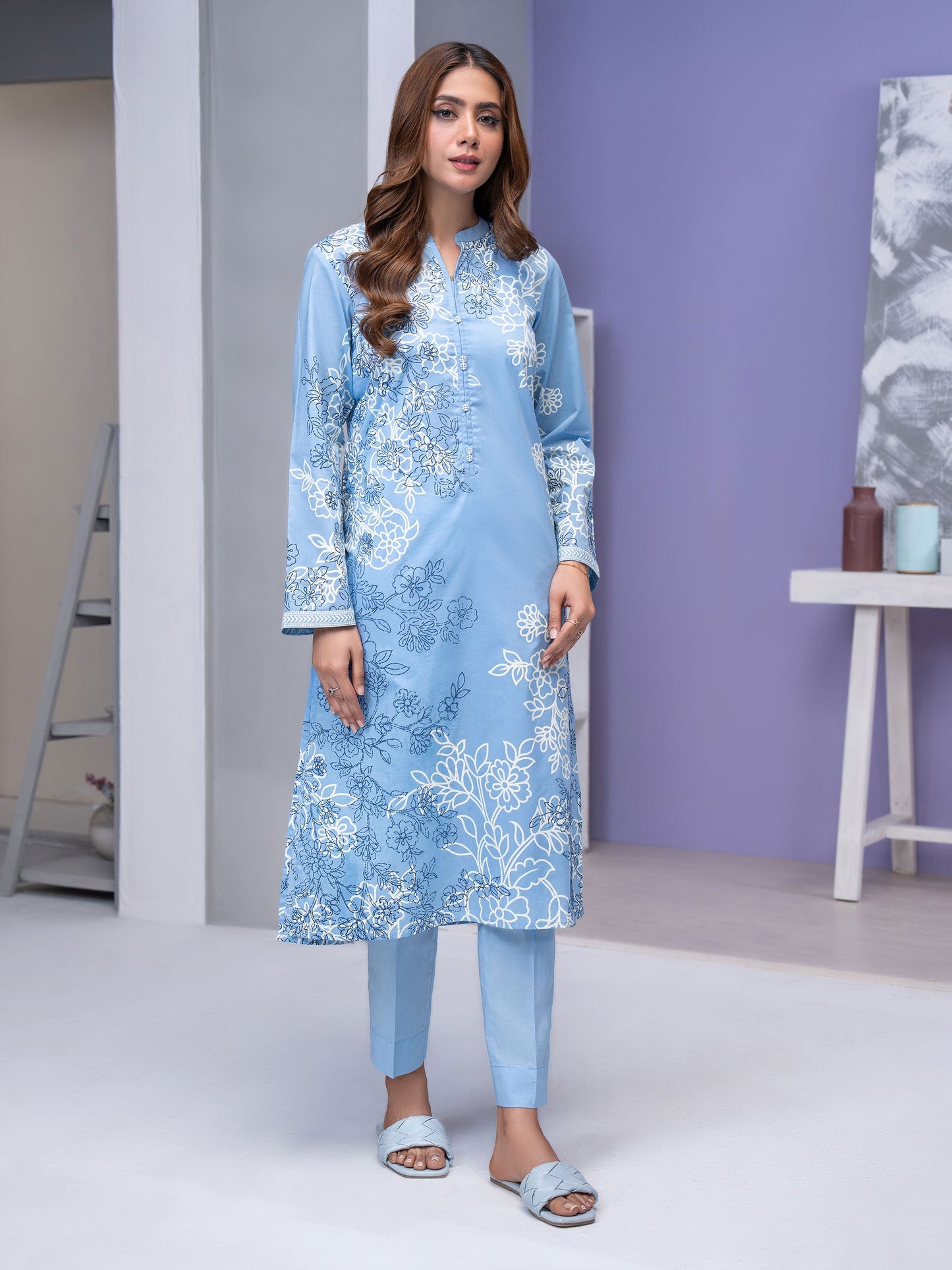 2 Piece Lawn Suit-Emboss Print (Unstitched)