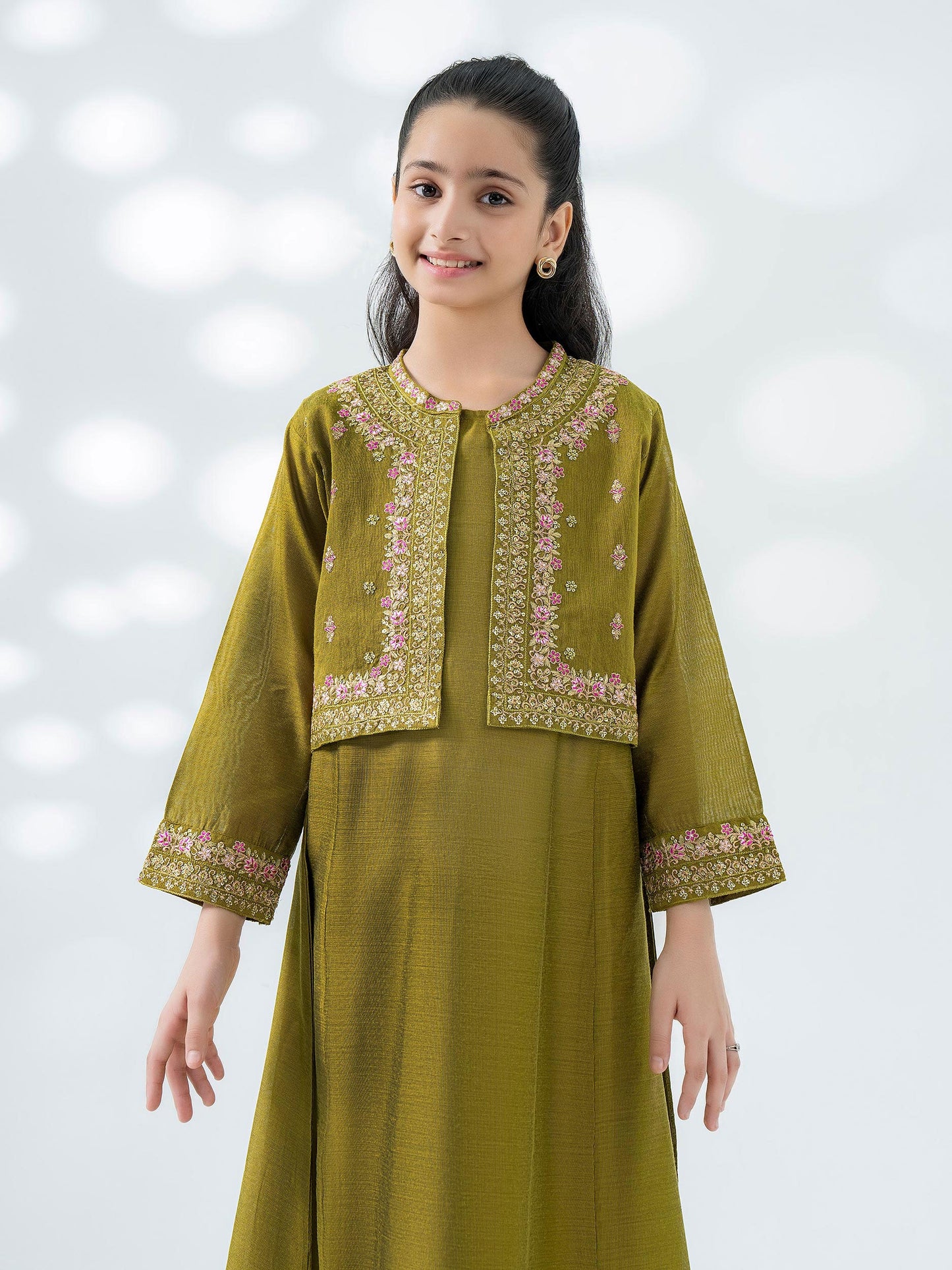 3 Piece Cotton Net Suit-Embroidered