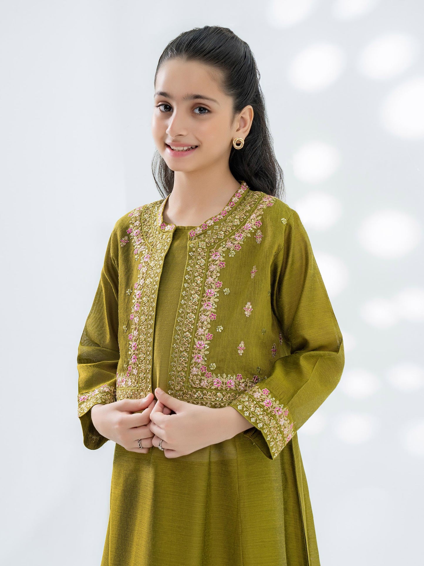 3 Piece Cotton Net Suit-Embroidered