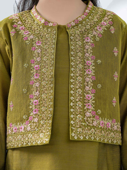 3 Piece Cotton Net Suit-Embroidered