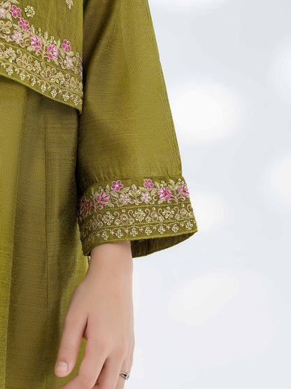 3 Piece Cotton Net Suit-Embroidered