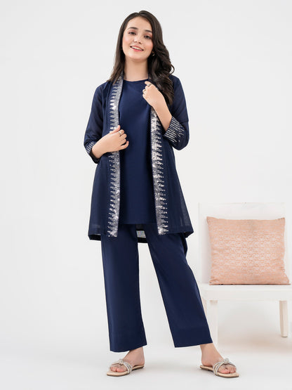 2 Piece Cotton Net Suit- Embroidered