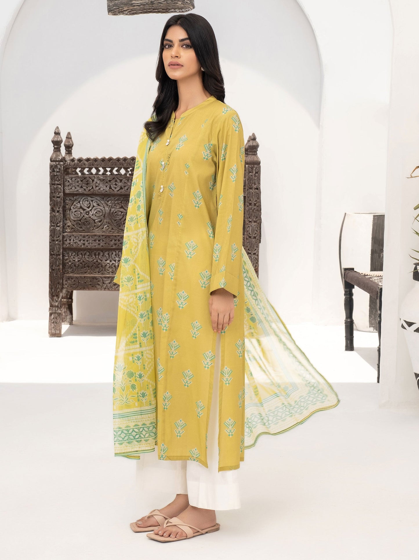 2 Piece Viscose Lawn Suit-Printed (Unstitched)