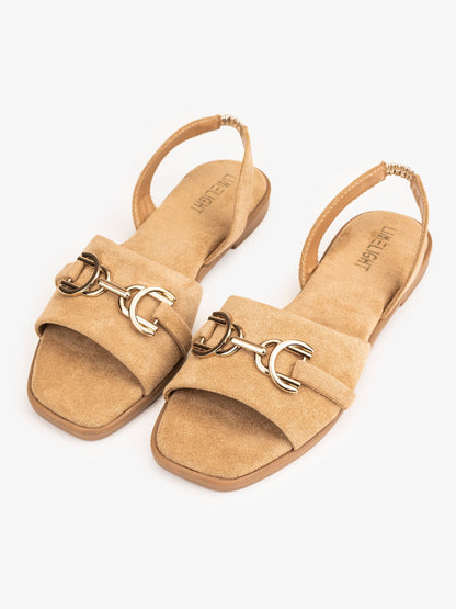 Metallic Brooch Sandals