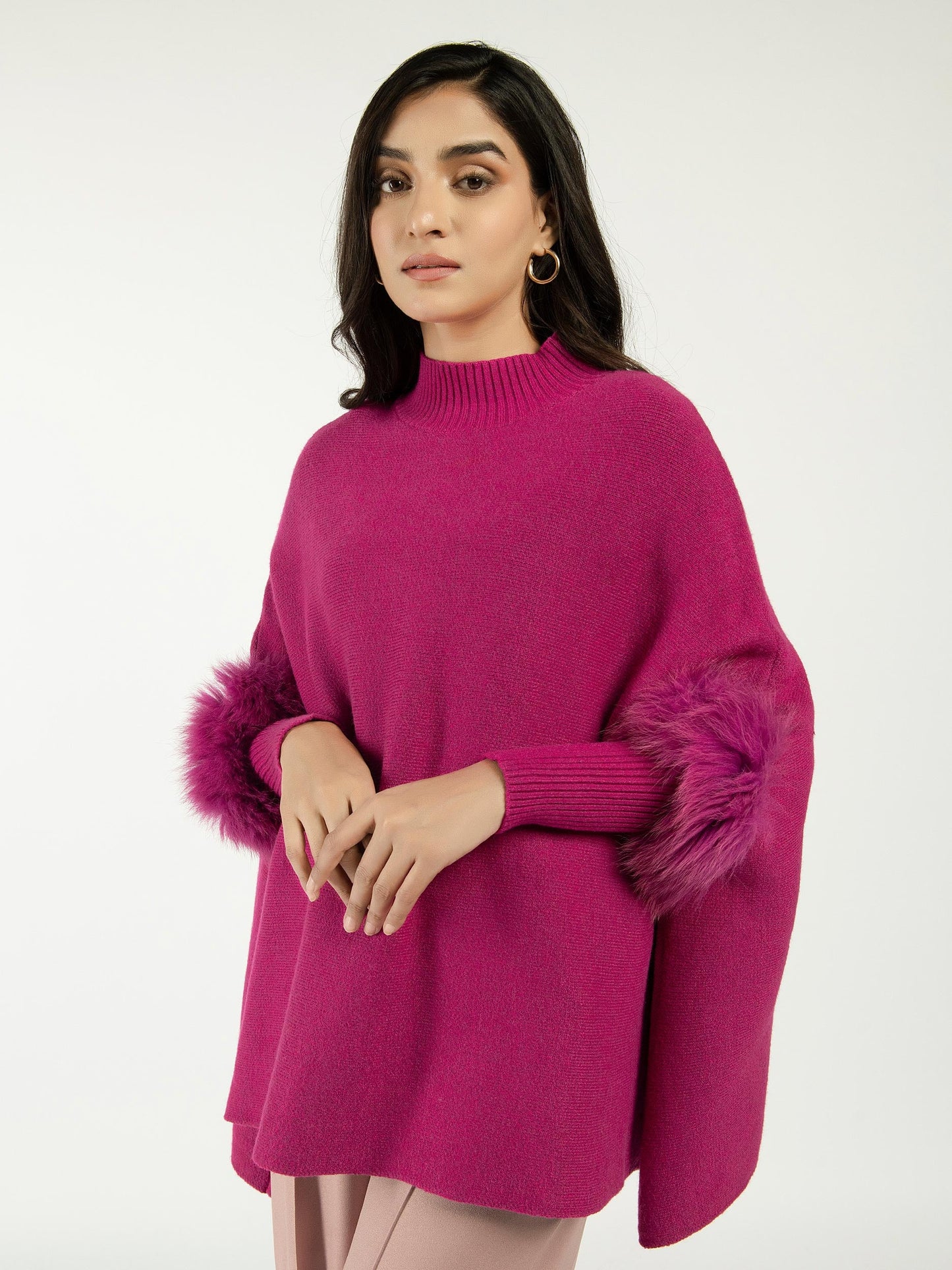 Faux Fur Batwing Sweater