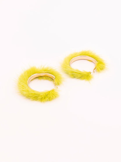 Embellished Fur Earrings