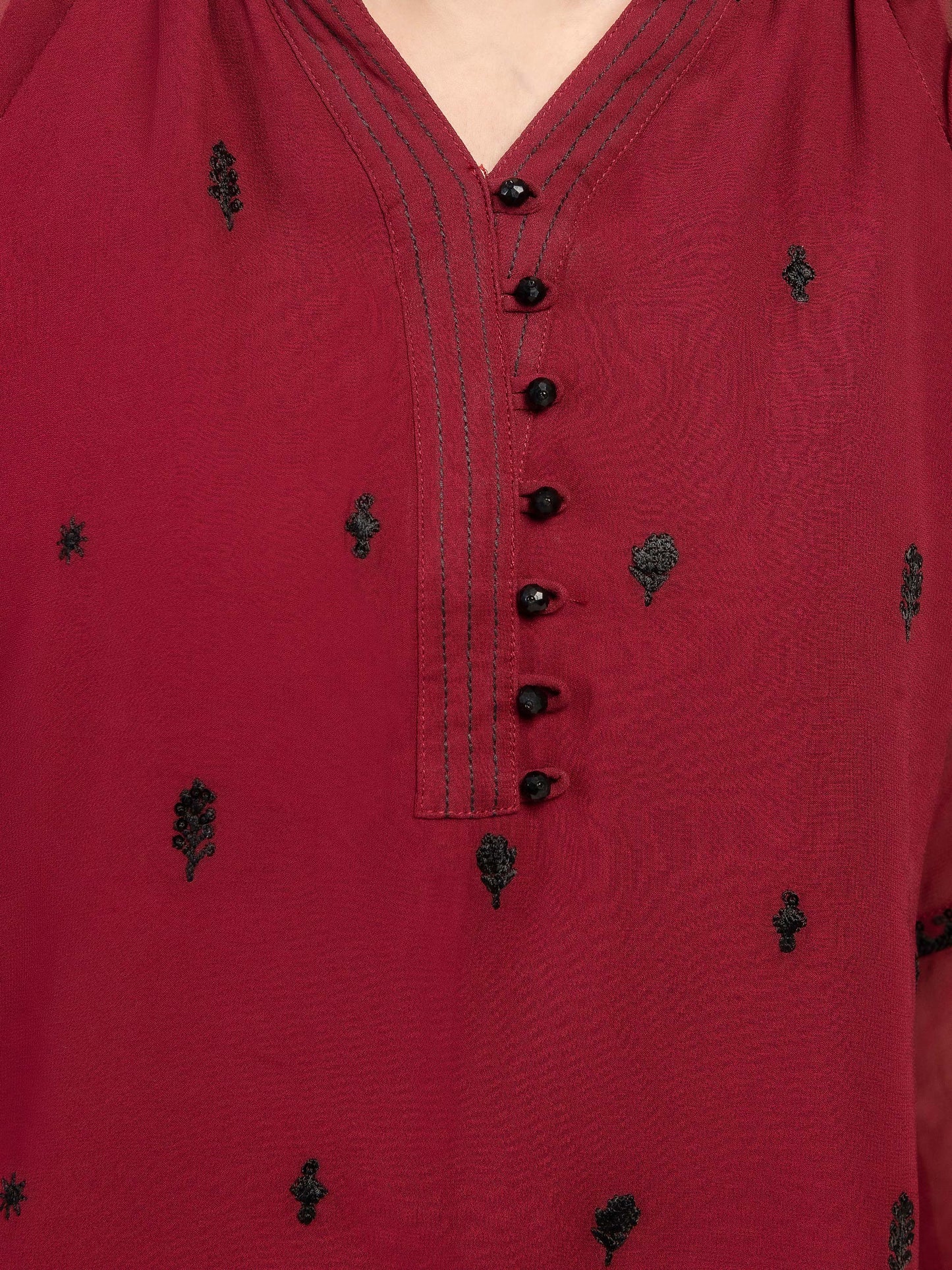 Embroidered Chiffon Shirt