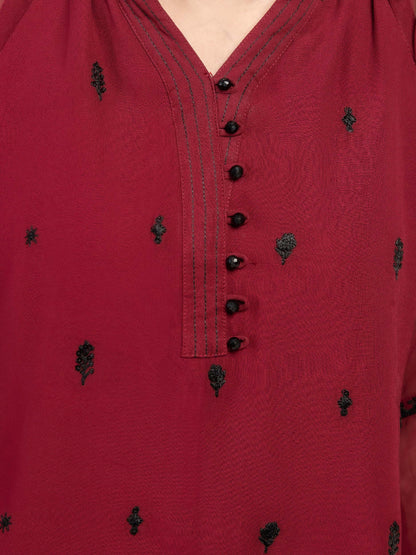 Embroidered Chiffon Shirt