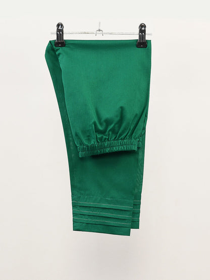 Pleated Cambric Trouser - Green