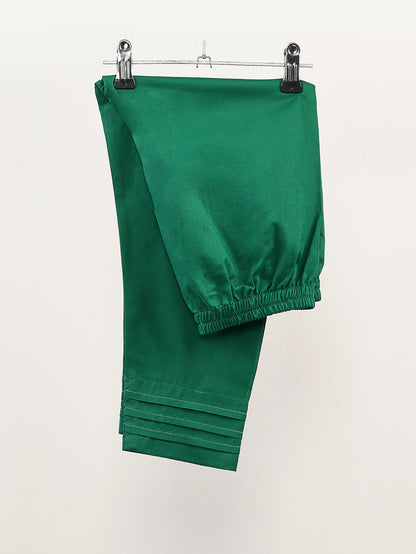 Pleated Cambric Trouser - Green