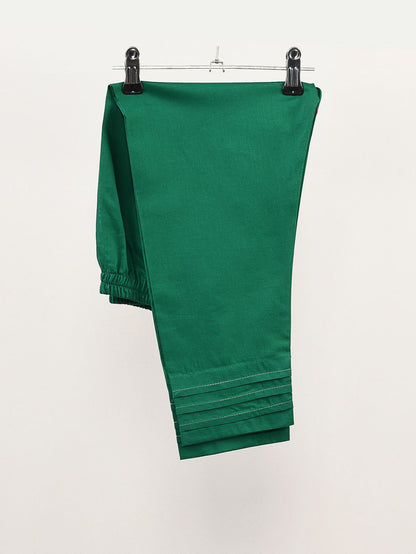 Pleated Cambric Trouser - Green