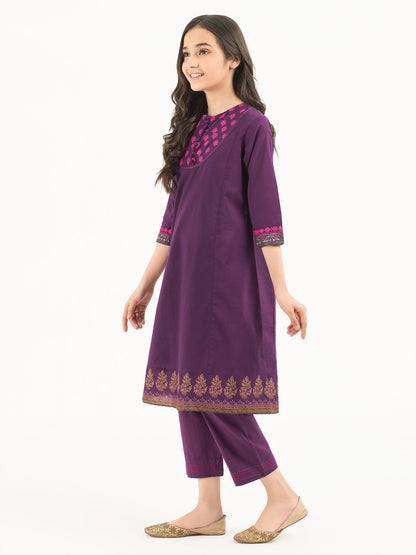 2 Piece Cambric Suit-Embroidered (Pret)