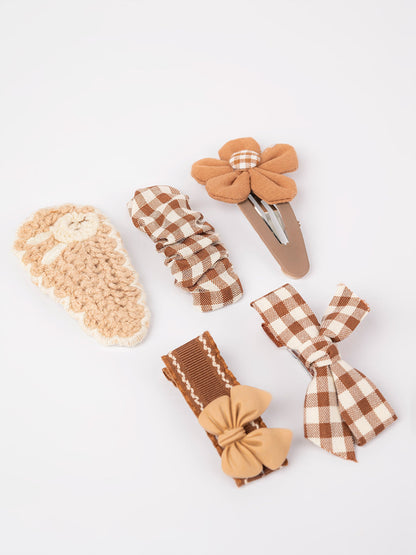 Checkered Hair Snap Clip Set