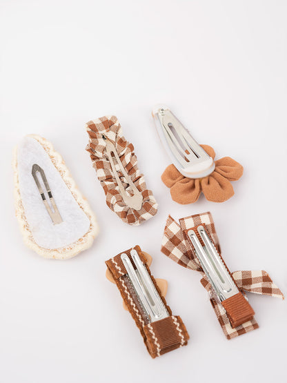 Checkered Hair Snap Clip Set