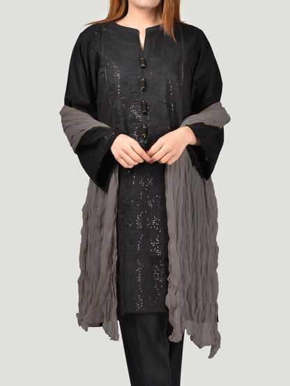 Crushed Dupatta-Grey