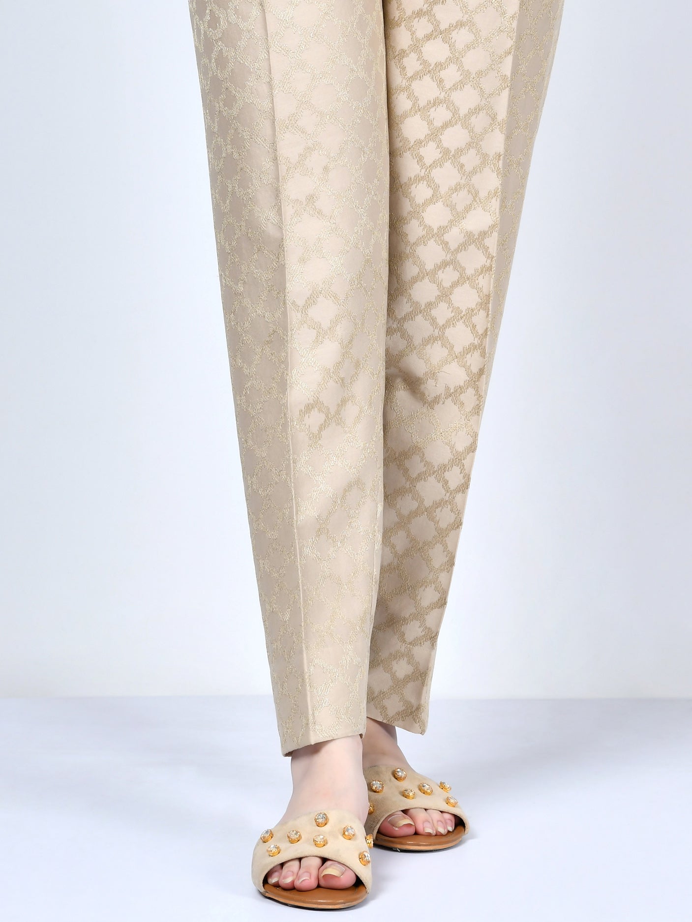 Embroidered Crepe Trouser