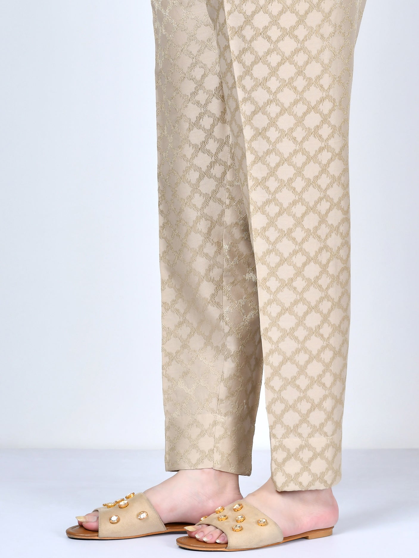 Embroidered Crepe Trouser