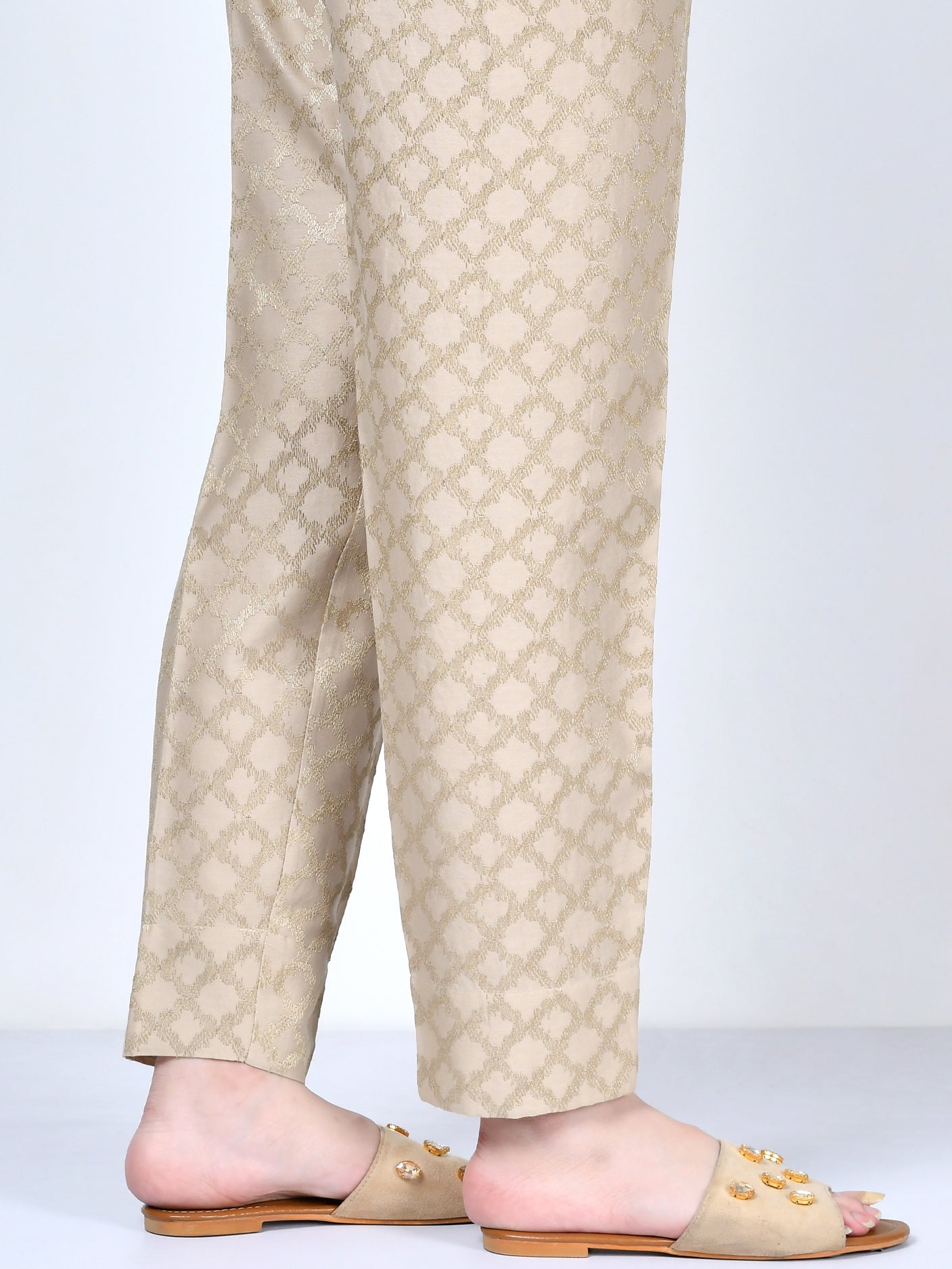 Embroidered Crepe Trouser