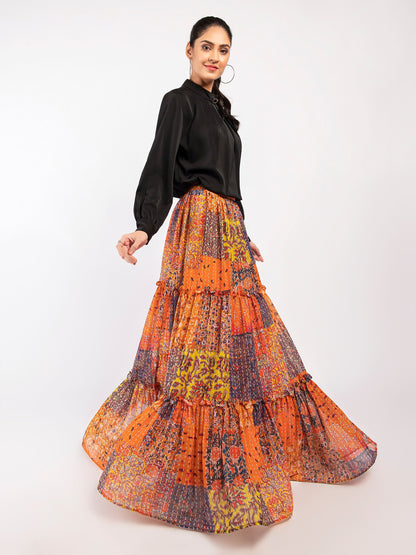 Printed Chiffon Skirt