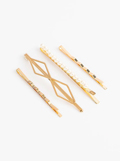 Pearl Beaded Hair Snap Clip Set