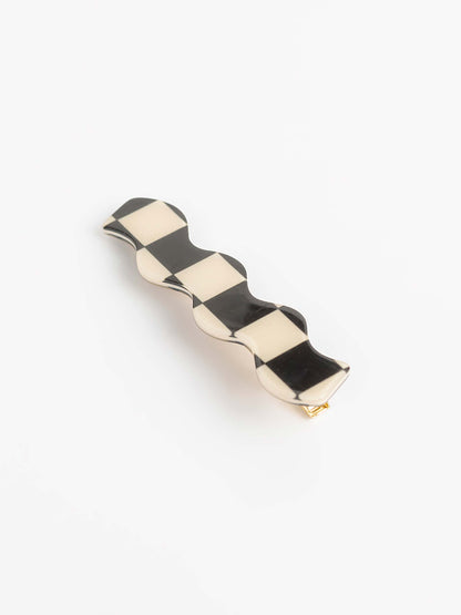 Wavy Checkered Hair Clips