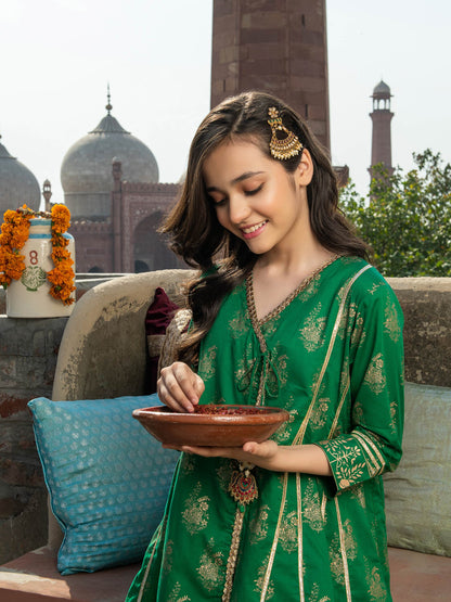 2 Piece Lawn Suit-Gold Paste Print (Pret)