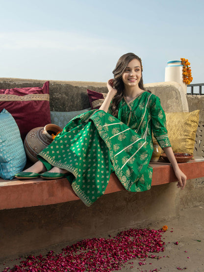 2 Piece Lawn Suit-Gold Paste Print (Pret)