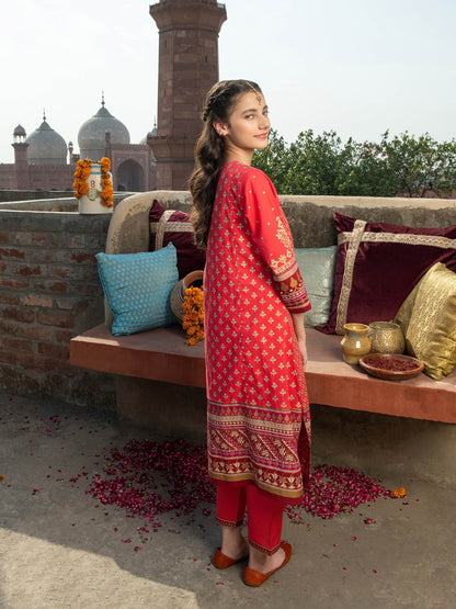 2 Piece Lawn Suit-Gold Paste Print (Pret)