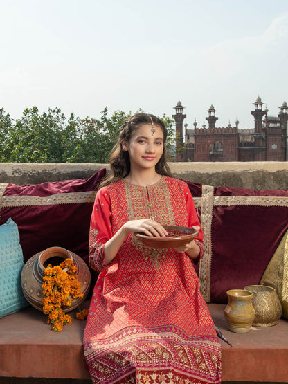 2 Piece Lawn Suit-Gold Paste Print (Pret)