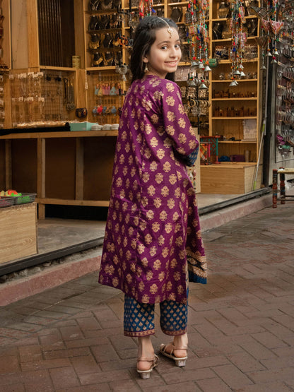 2 Piece Lawn Suit-Gold Paste Print (Pret)