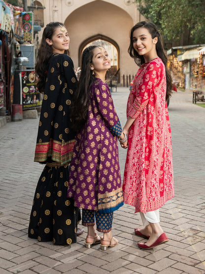 2 Piece Lawn Suit-Gold Paste Print (Pret)