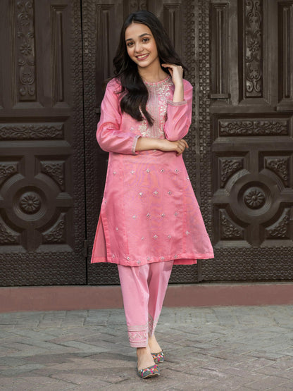2 Piece Net Suit-Embroidered (Pret)