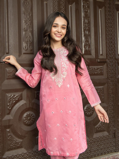 2 Piece Net Suit-Embroidered (Pret)