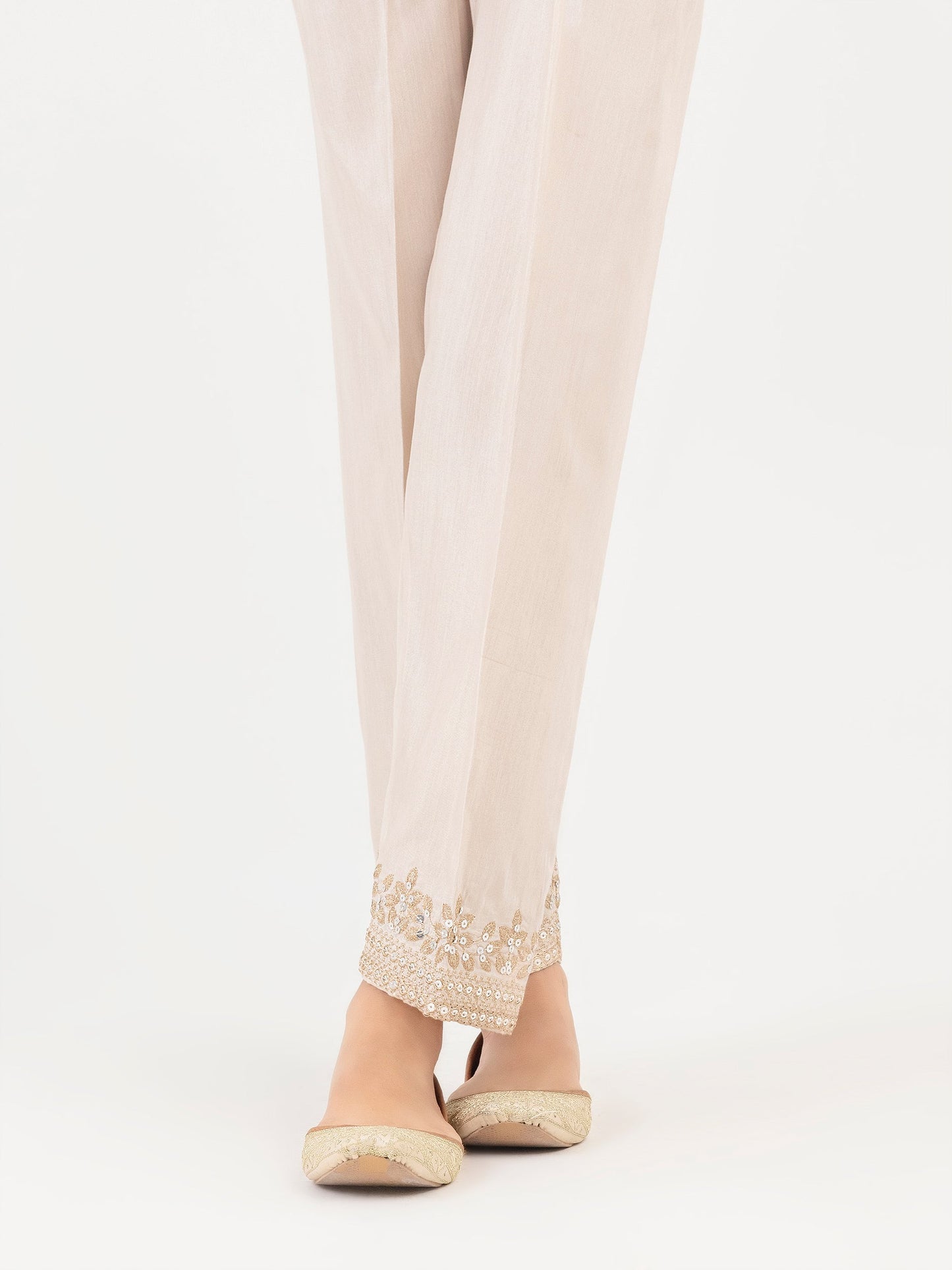 Raw Silk Trouser-Embroidered (Pret)