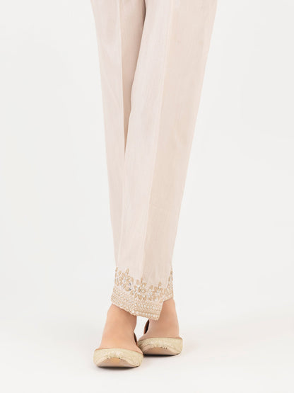 Raw Silk Trouser-Embroidered (Pret)