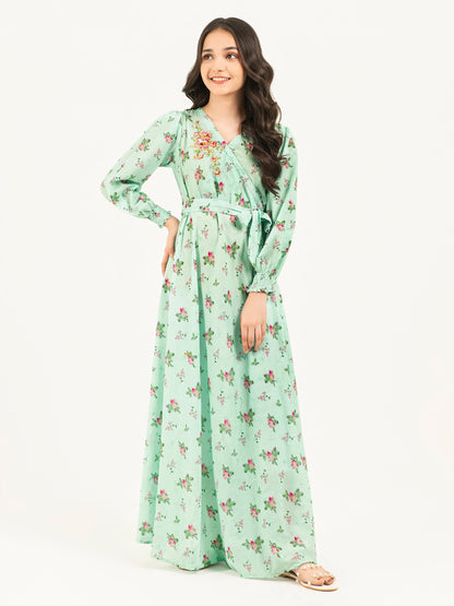 Lawn Tiered Dress-Embellished (Pret)