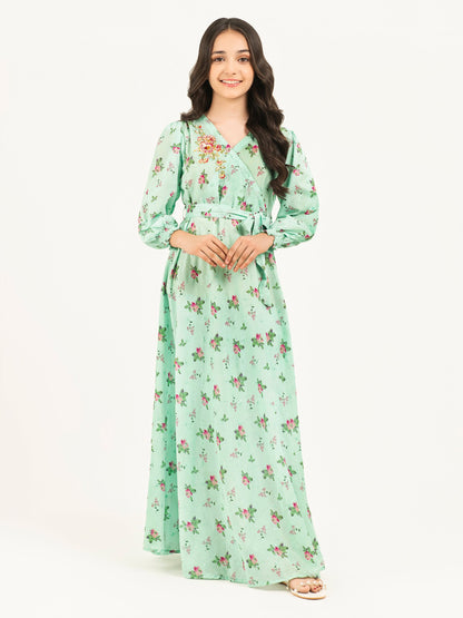 Lawn Tiered Dress-Embellished (Pret)