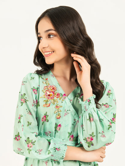 Lawn Tiered Dress-Embellished (Pret)